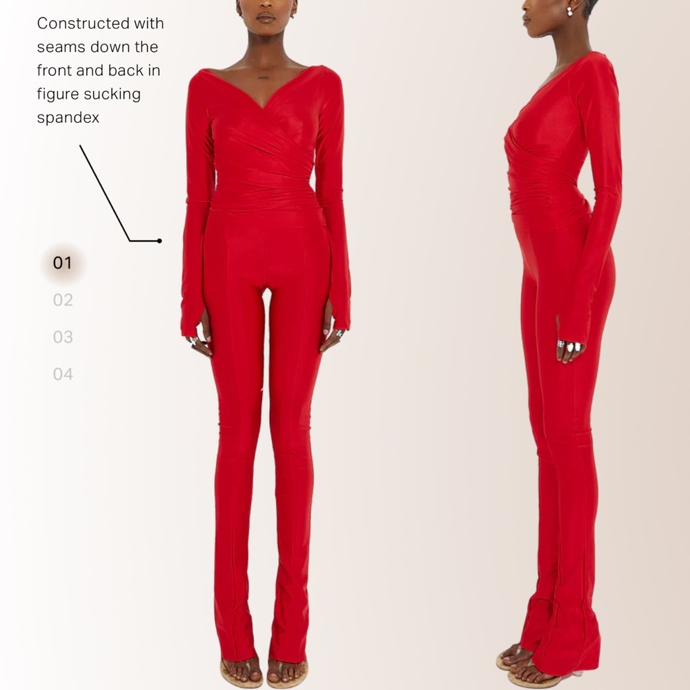 Elegant Red Skinny Jumpsuit